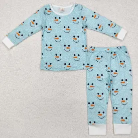 Baby Boys Pajamas Blue Winter Snowman Bamboo Pajamas Sets BLP0543
