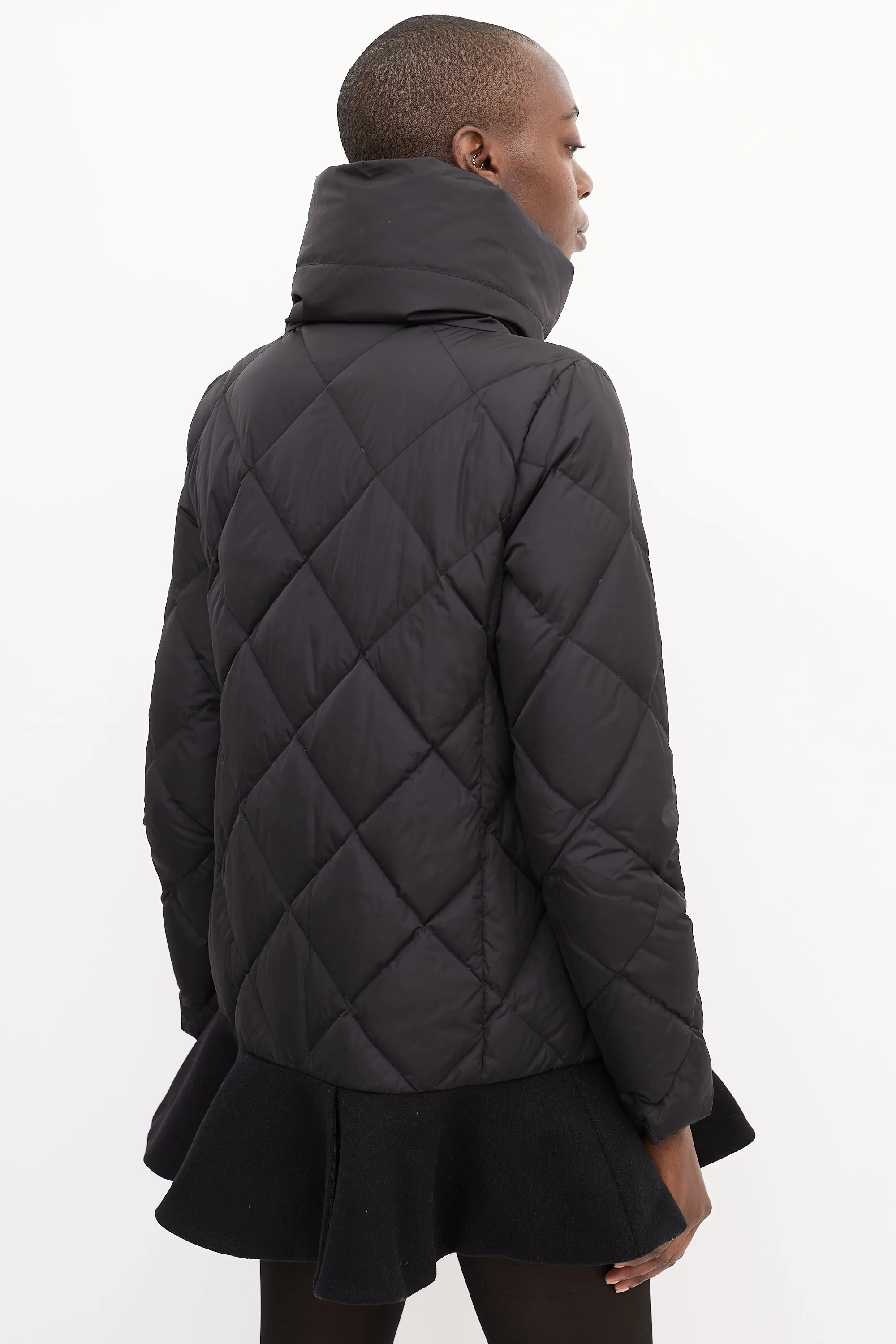 Black Down Vouglan Peplum Jacket