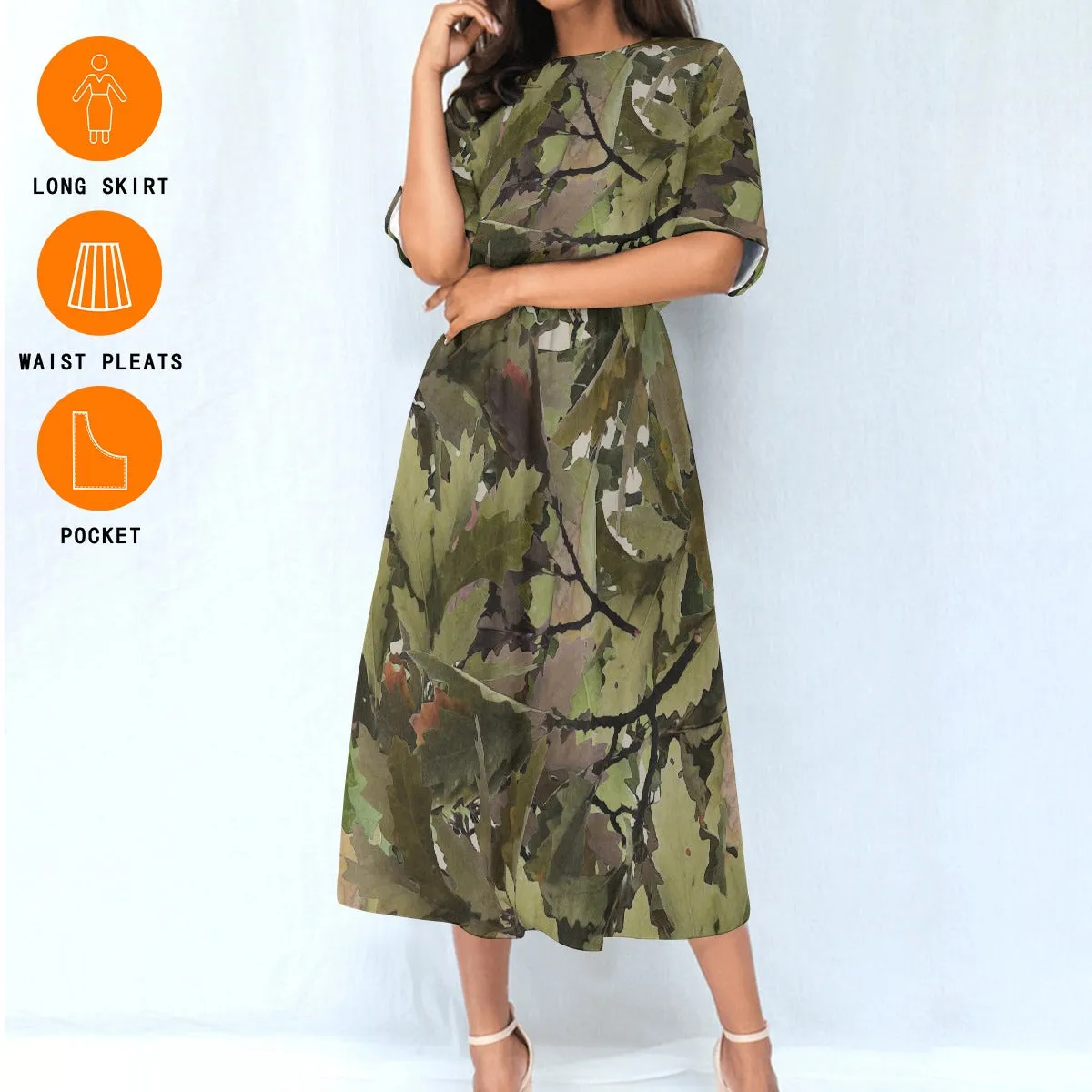 Camo Fashion Elastic Waist Dress