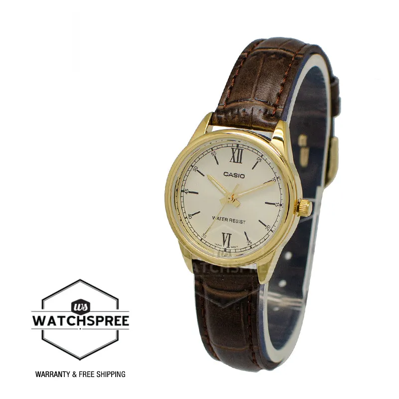 Casio Ladies' Standard Analog Brown Leather Band Watch LTPV005GL-9B LTP-V005GL-9B