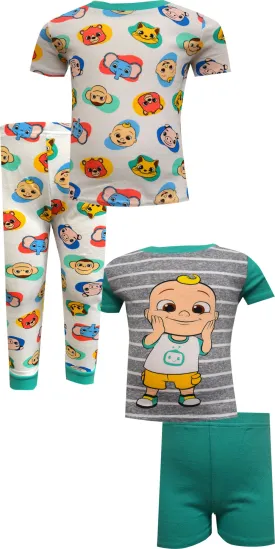 Cocomelon Crew Striped Cotton 4 piece Toddler Pajamas