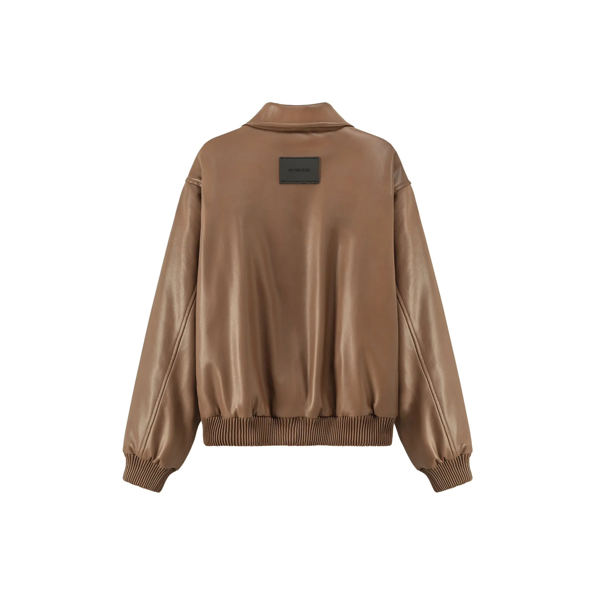 Collar Pocket Short Leather Jacket