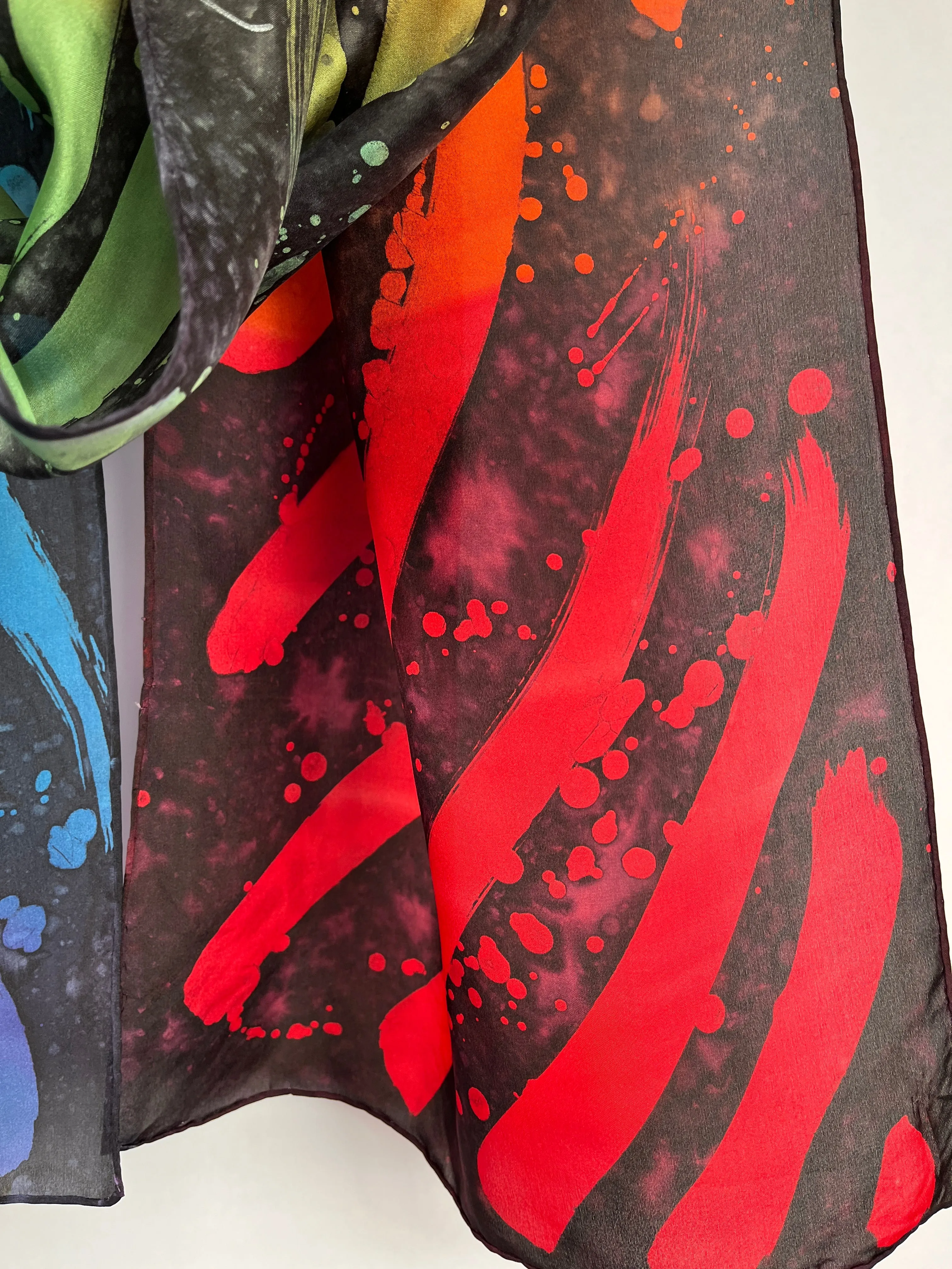 “Color Waves” - Hand-dyed Silk Scarf - $125