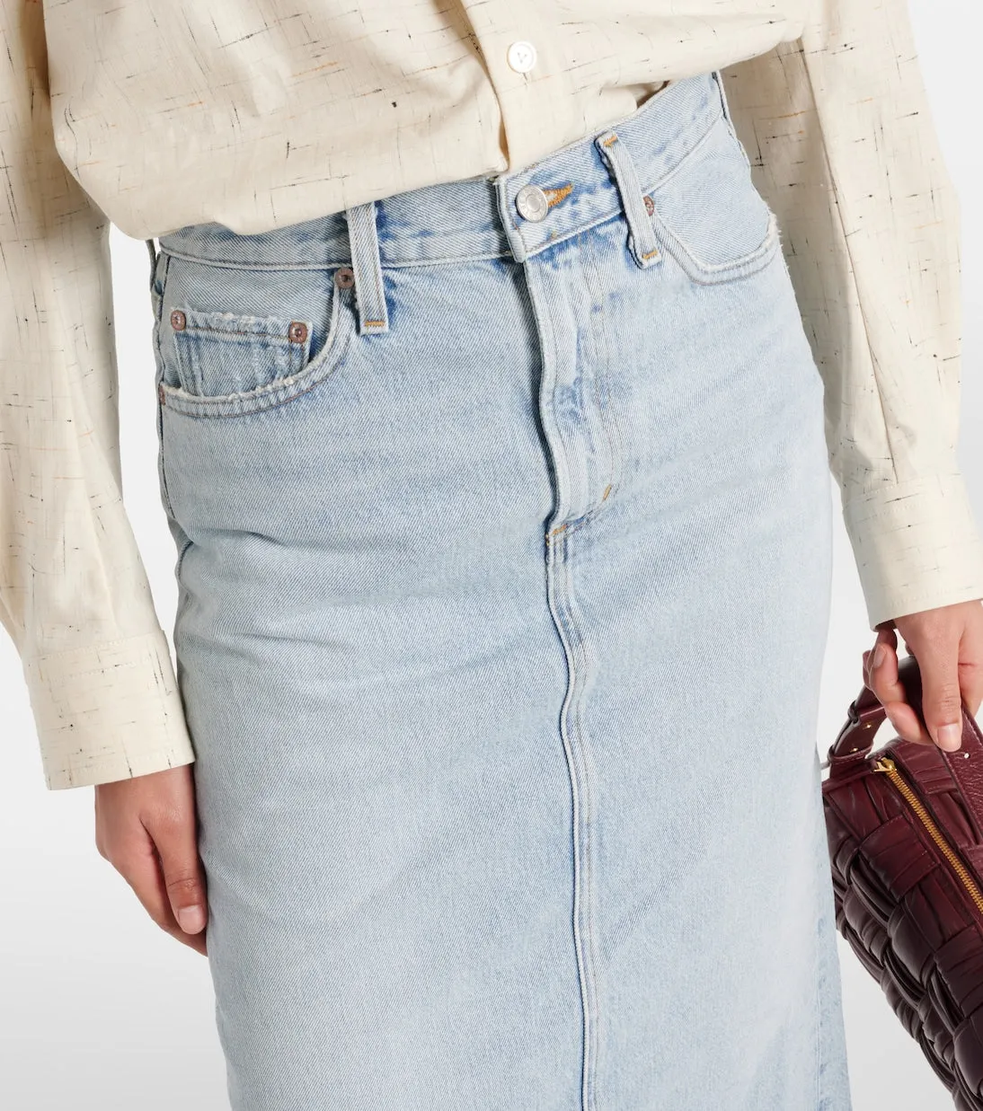 Denim midi skirt della Agolde, blue