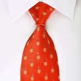 Elle Homme Rhinestone Silk Necktie Gold Lions On Red With Gold Sparkles