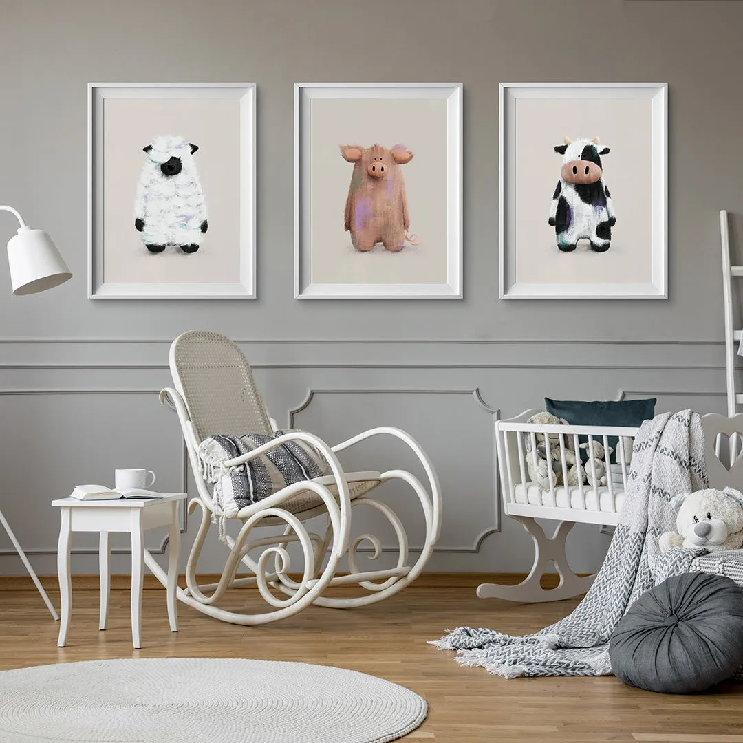 Farmyard Animals Nursery Prints Set Of 3