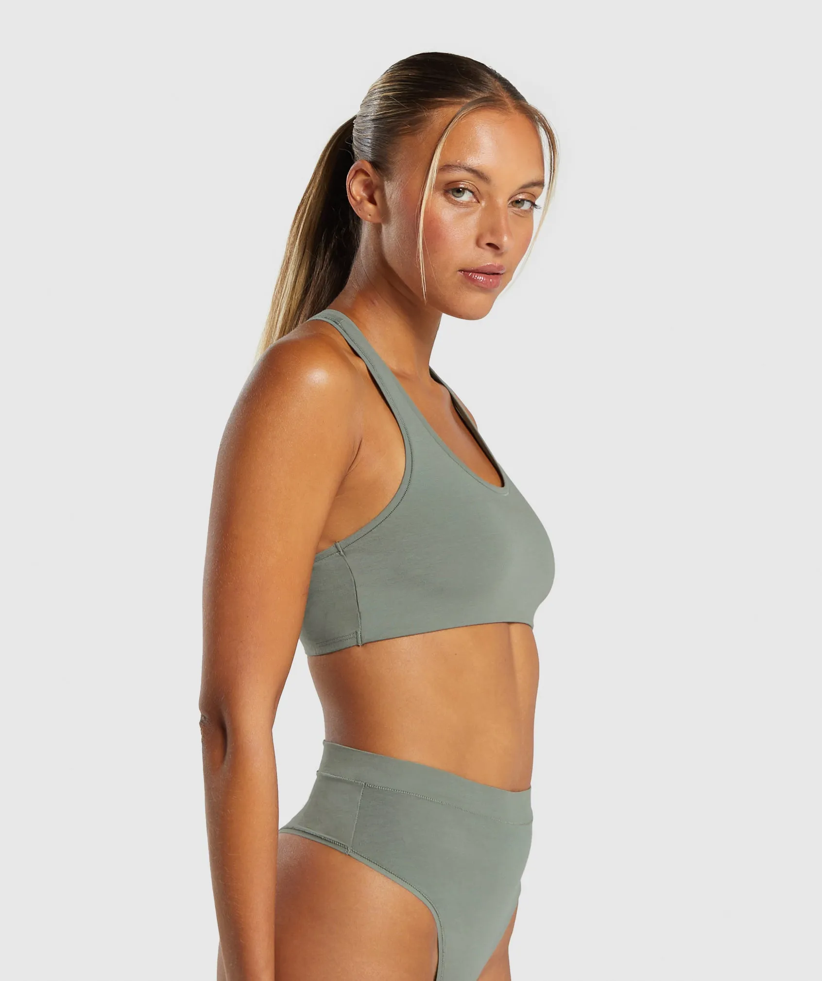 Gymshark Cotton Bralette - Unit Green