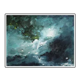 Horizontal blue & green abstract wall art print