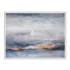 Horizontal grey & pink abstract landscape wall art print