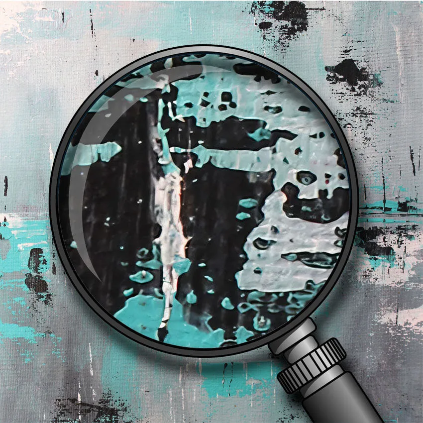 Horizontal neutral & teal abstract wall art print