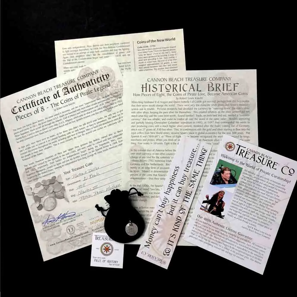 Pirate Chic Silver 2 Reale Spanish Portrait Dollar Dated 1780 - the Legendary "Piece of Eight" Pendant | Artifact #8864