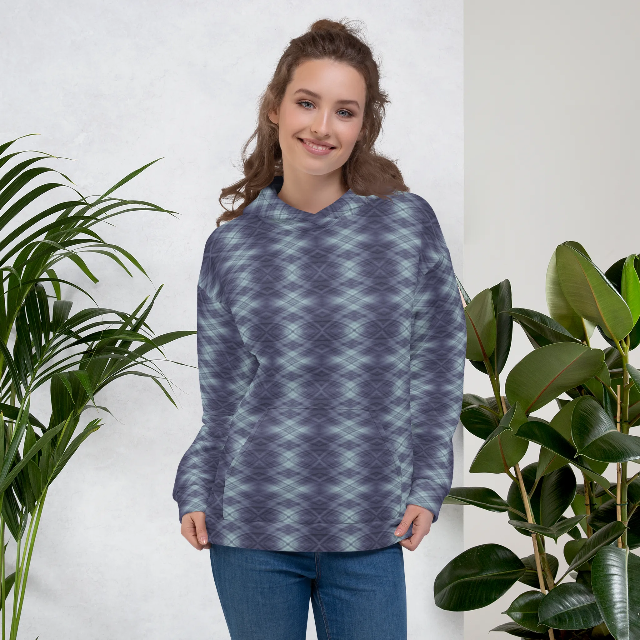 Recursia Argyle Rewired II Women's Hoodie In Blue