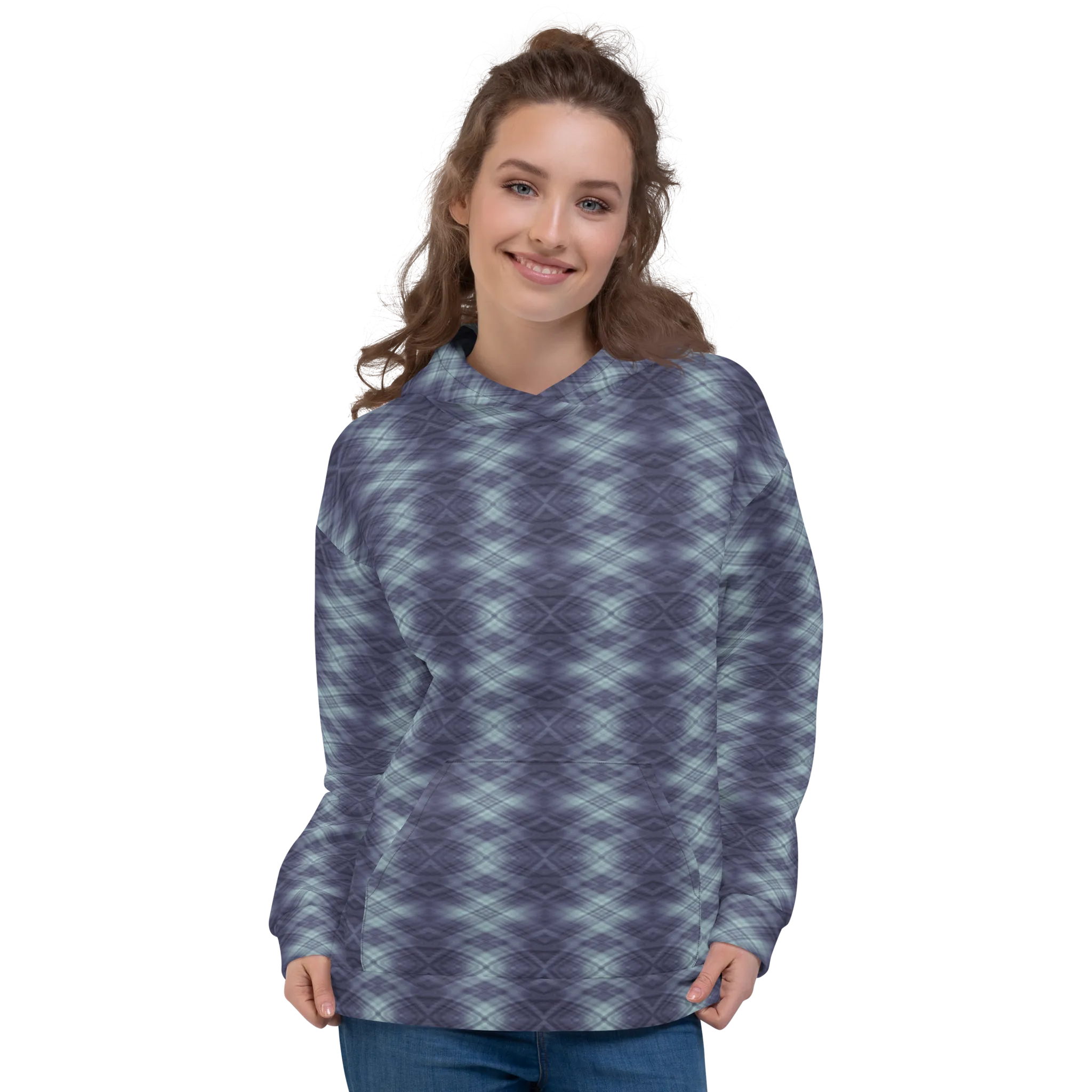 Recursia Argyle Rewired II Women's Hoodie In Blue
