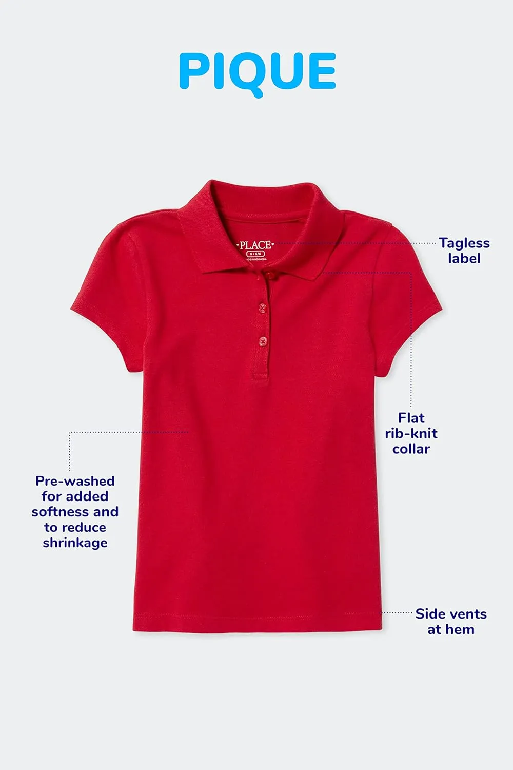 The Children's Place Girls' Uniform Pique Polo