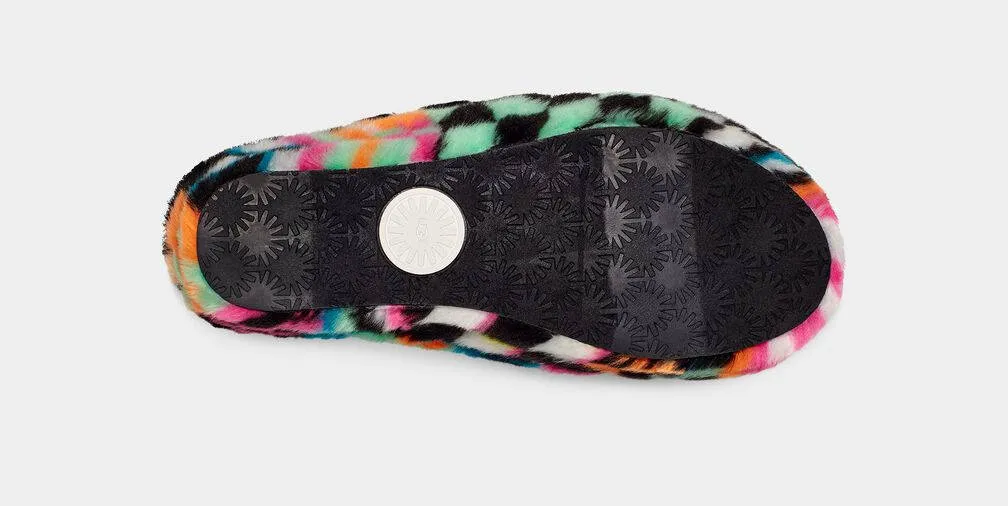 UGG Womens Fluff Yeah Slide Checks Black Multi