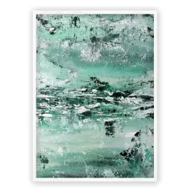 Vertical mint green & white abstract wall art print