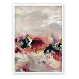 Vertical pink & gold abstract wall art print