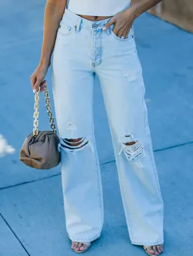 Washed light color Ripped Jeans