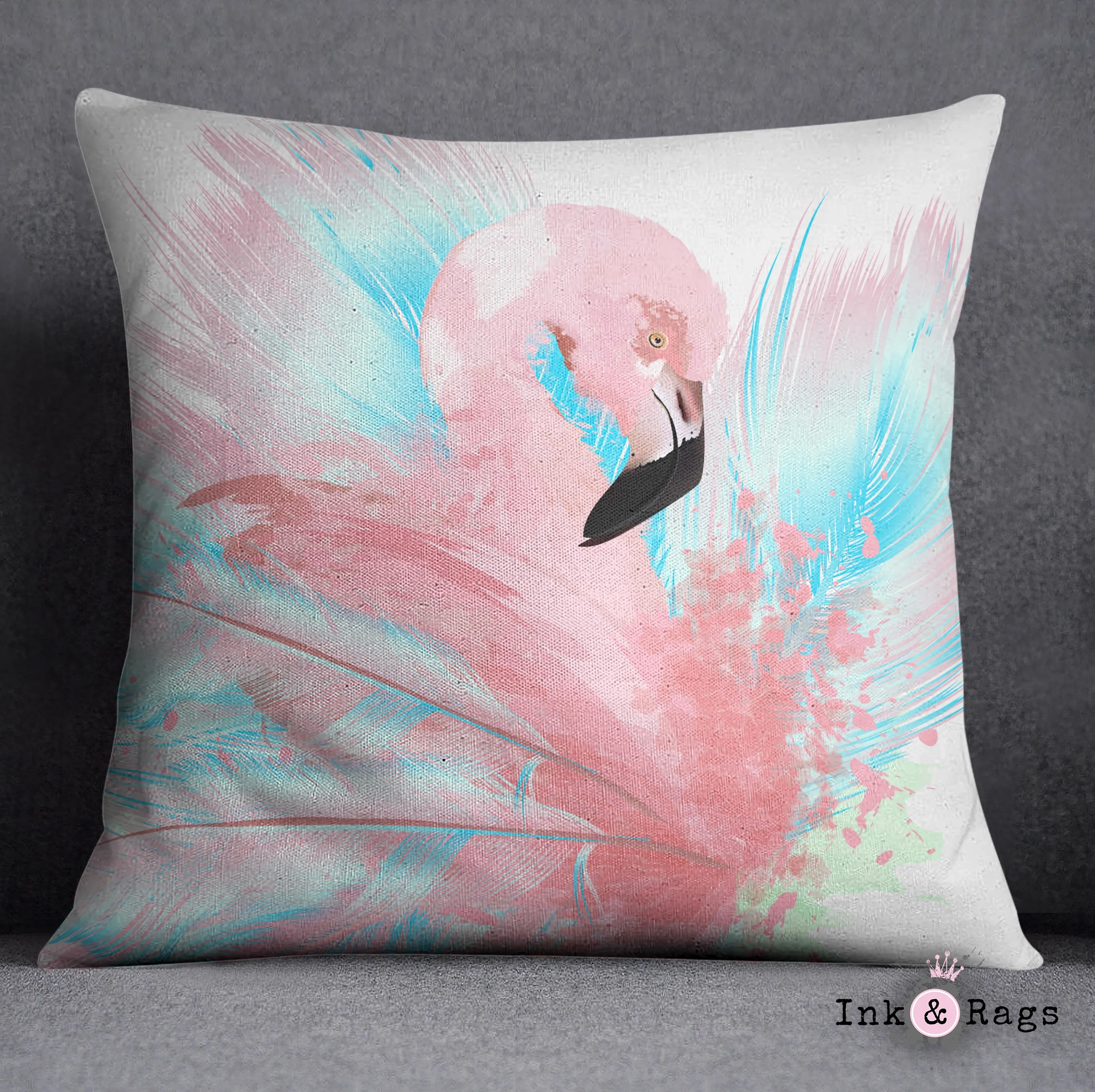 Watercolor Flamingo Decorative Throw and Pillow Cover Set
