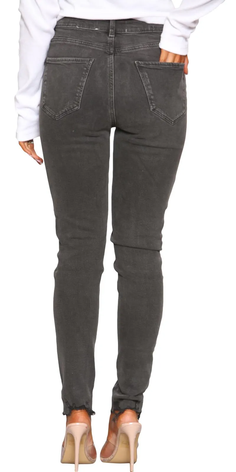 Women Ripped Skinny Stretch Jeans ST33 - UK 8