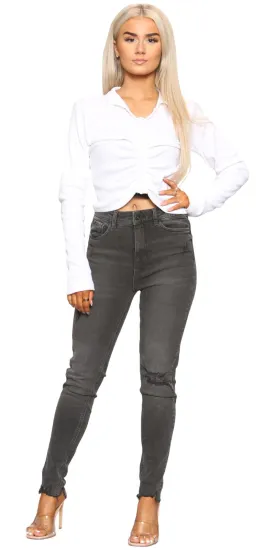 Women Ripped Skinny Stretch Jeans ST33 - UK 8