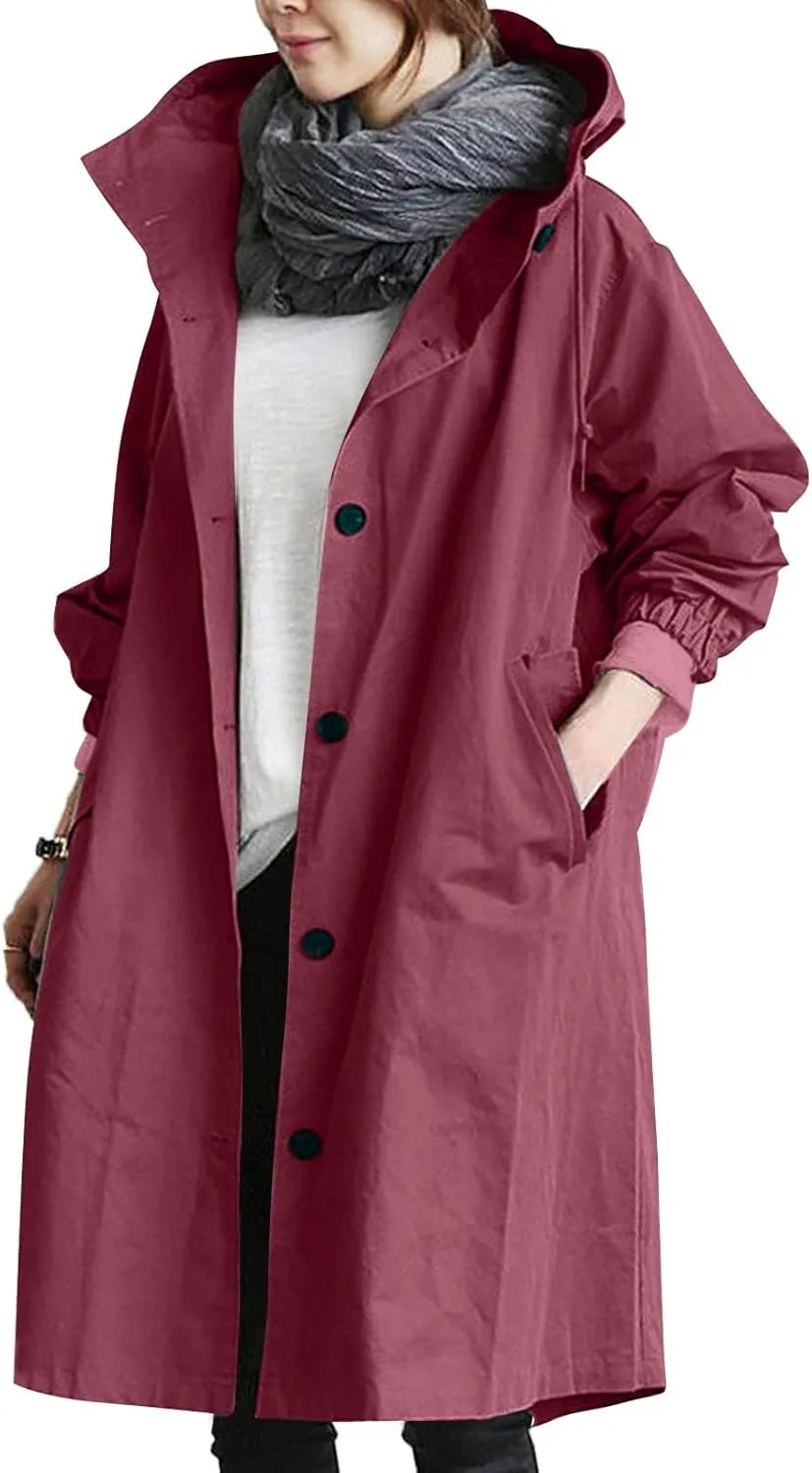 Womens Double Breasted Long Trench Coat Elegant Windbreaker Wild Winter Women'S Coat Double-Breasted Long Pedcoat